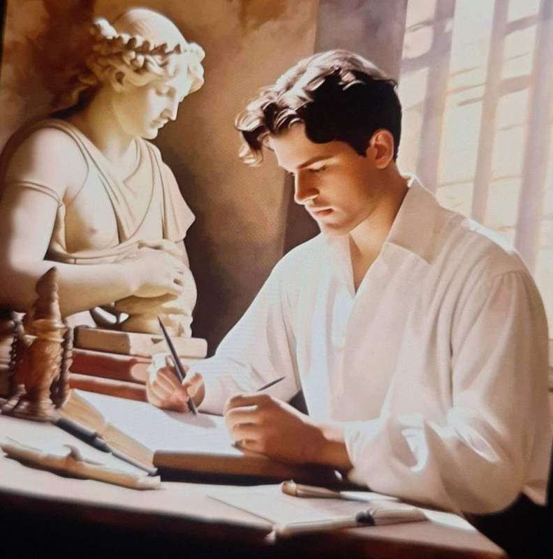 A student studying with books and notes