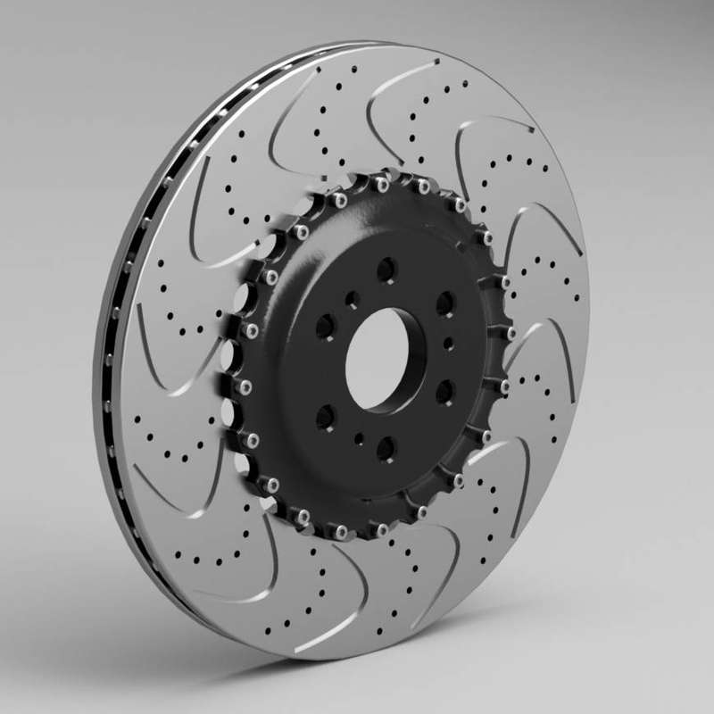Ventilated drilled and slotted brake rotor