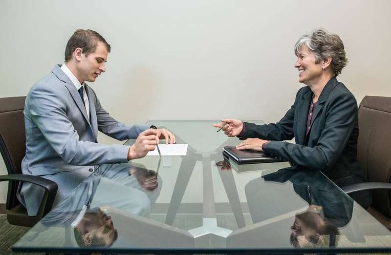 A job candidate waiting for an interview