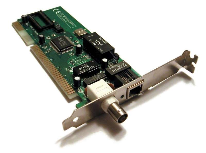 An old removable network card, from the era when every connection needed a physical part