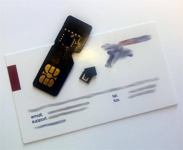 An embedded SIM chip on an evaluation adapter board