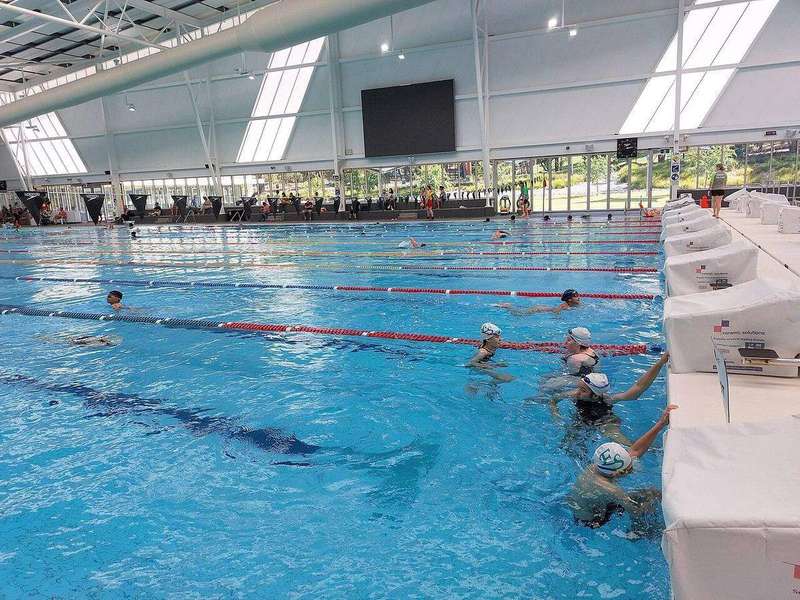 Swimmers in a public pool