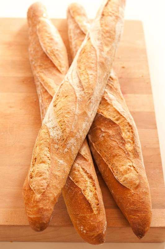 Fresh baguettes with crisp golden crusts