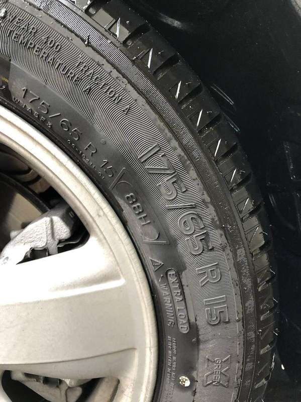 Close-up of a car tire tread