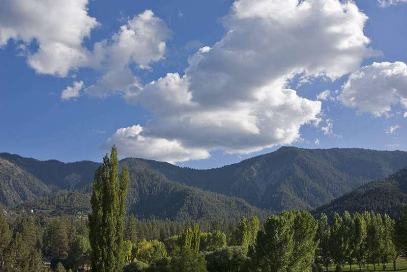 Fair weather cumulus clouds over California, a typical weather snapshot