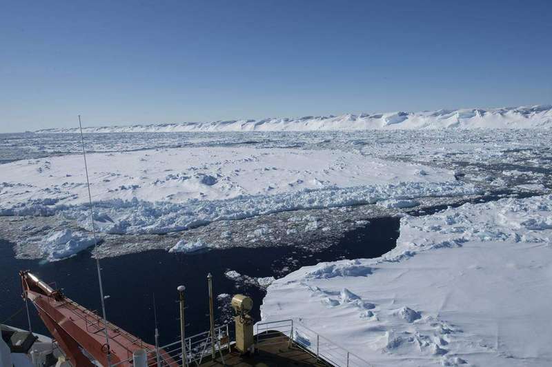 Iceberg A23a floating in the Weddell Sea, photographed from the research vessel Polarstern