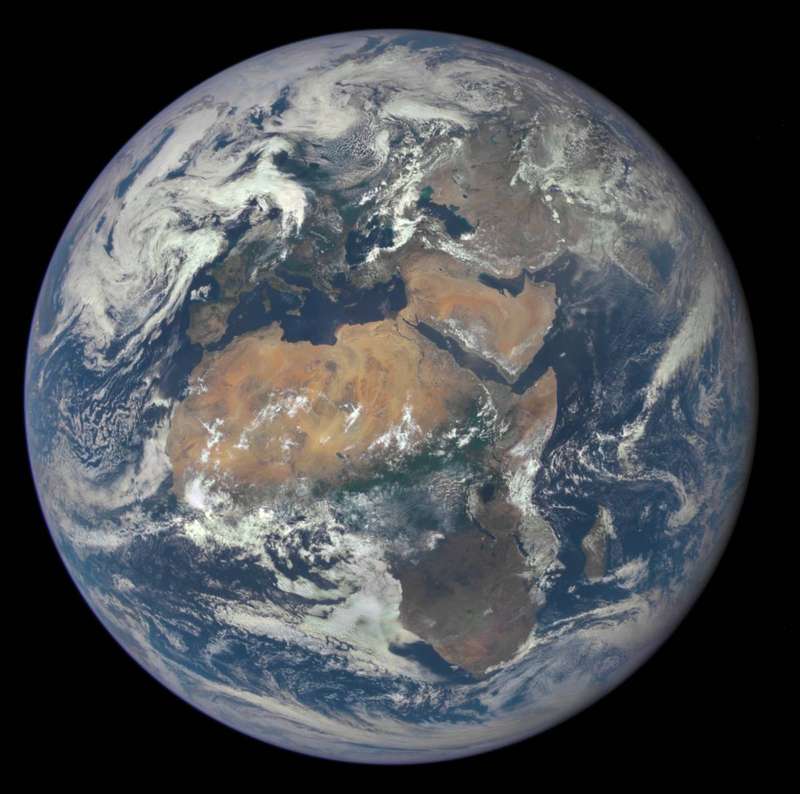 Earth photographed from deep space, the rotating platform behind every sunrise