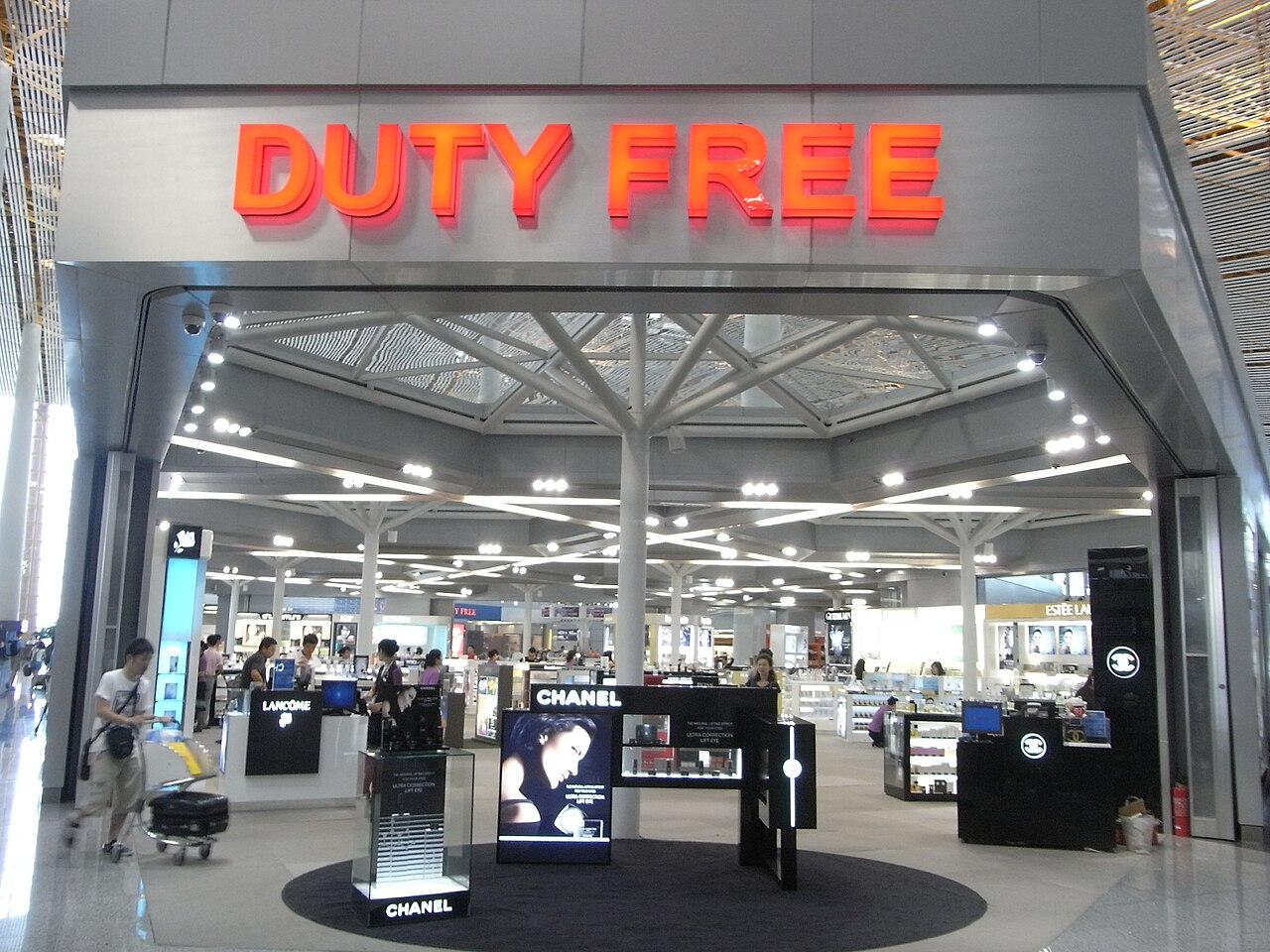 Chanel counter inside a duty-free shop at Beijing Capital International Airport