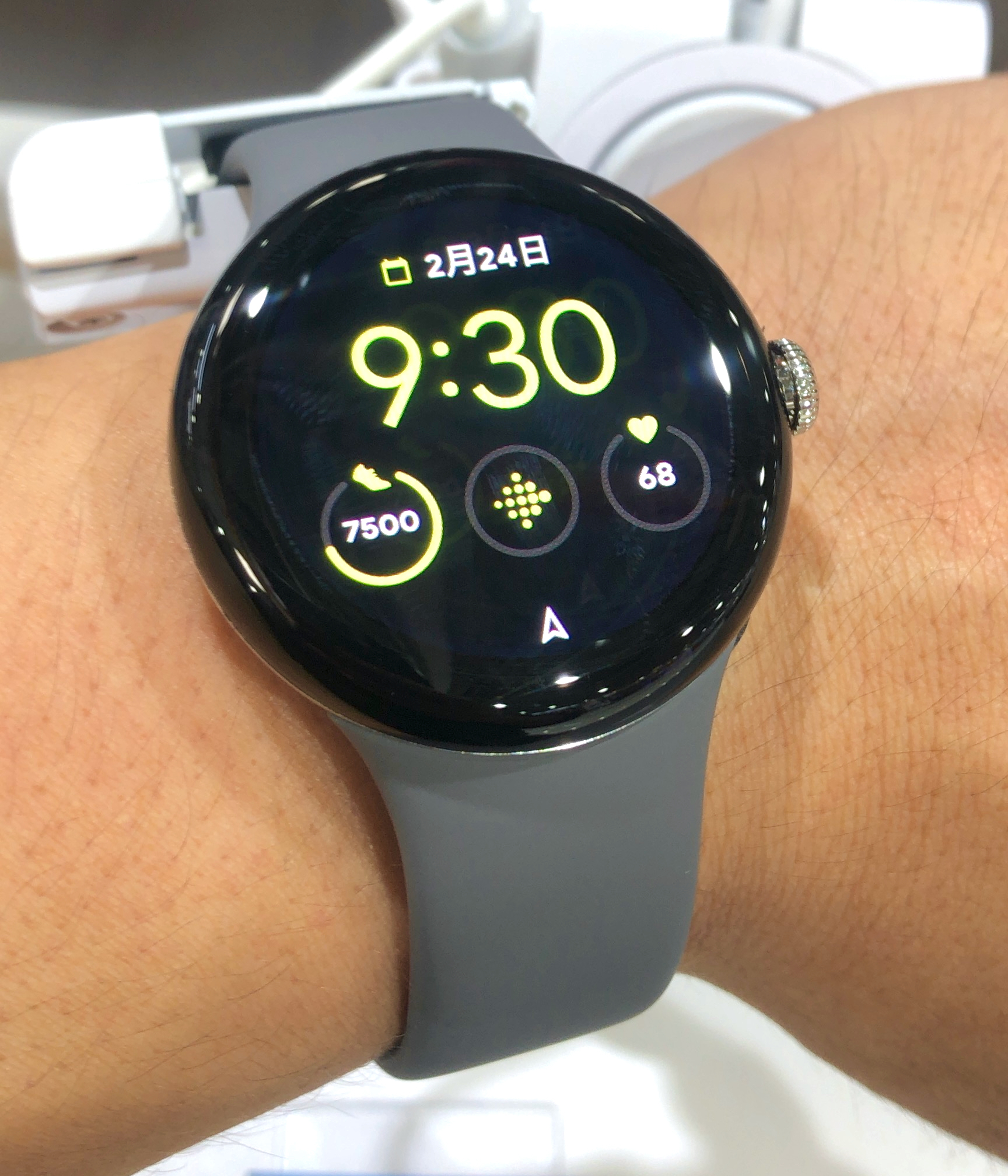 A Google Pixel Watch on display