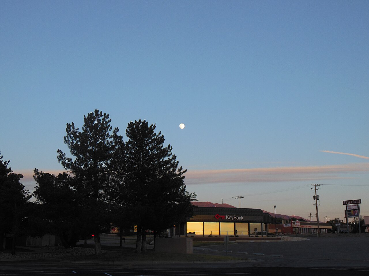 The Moon visible in daylight hours above the horizon