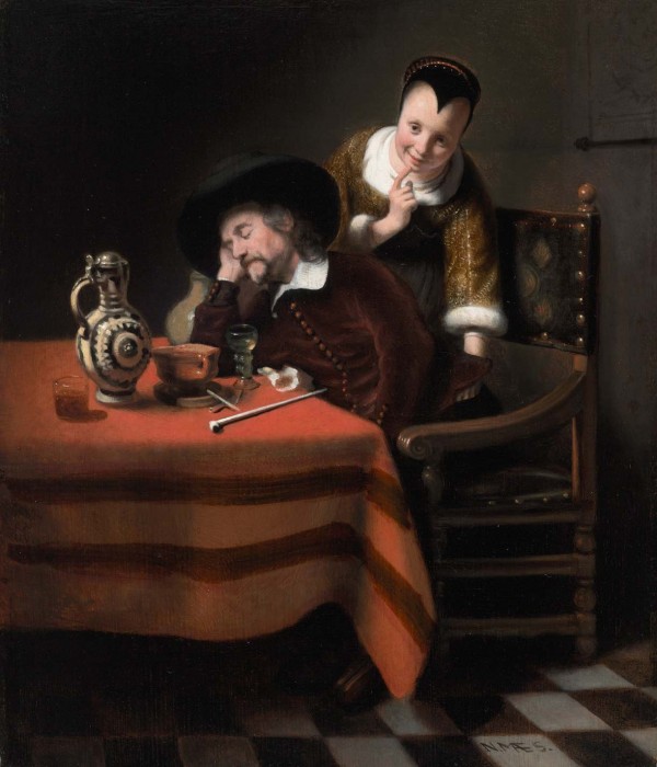Nicolaes Maes' 1655 painting of a sleeping man