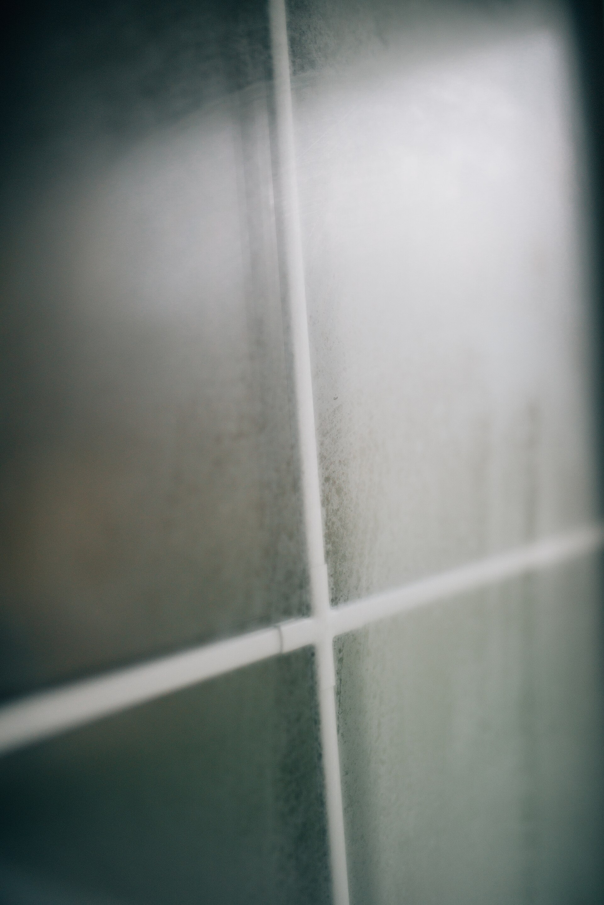 Close-up of condensation droplets forming on a cold window surface