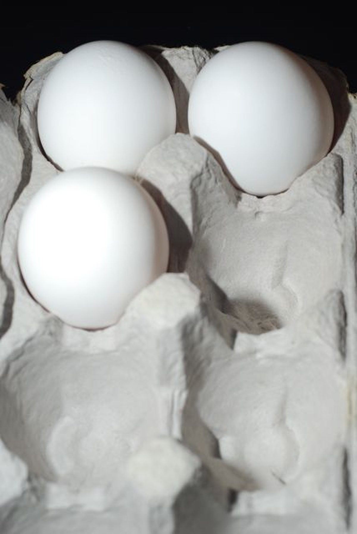A carton of white eggs