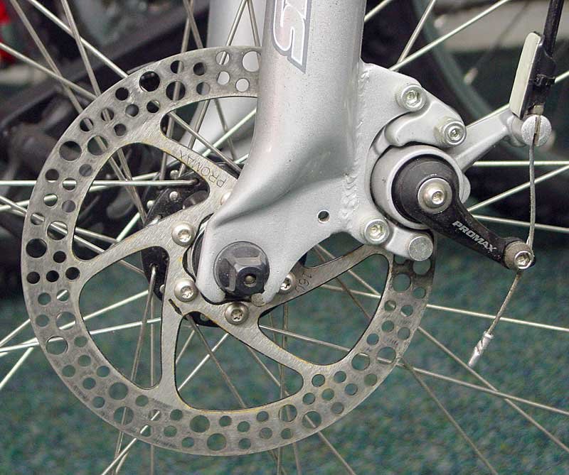 Close-up of a disc brake rotor