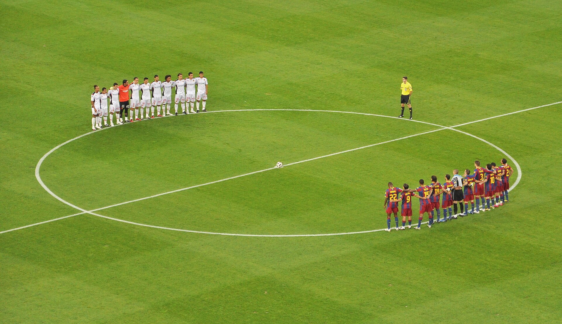 Players warming up before a Barcelona match at the stadium