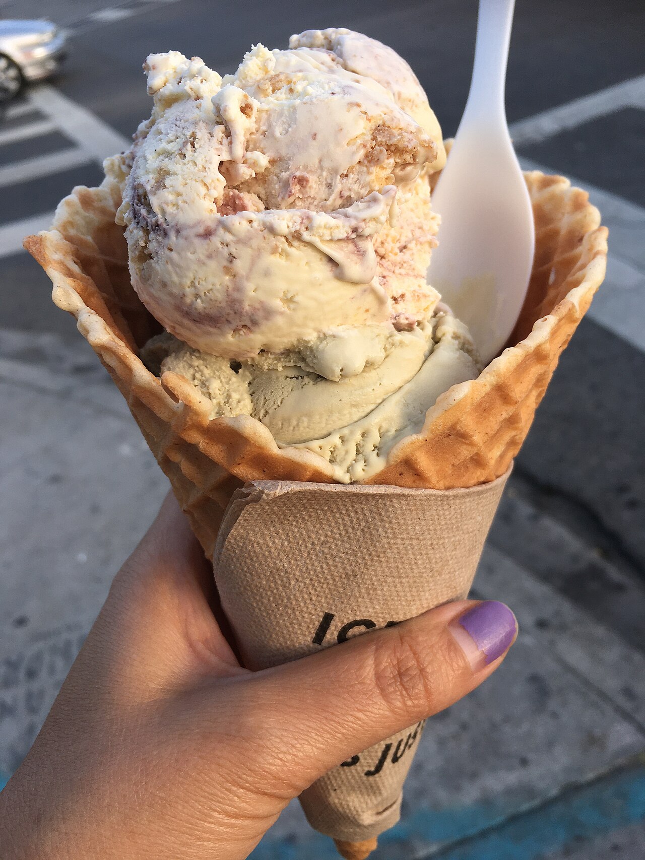 An ice cream cone with a spoon; smaller bites and slower sips keep the throat temperature from plunging