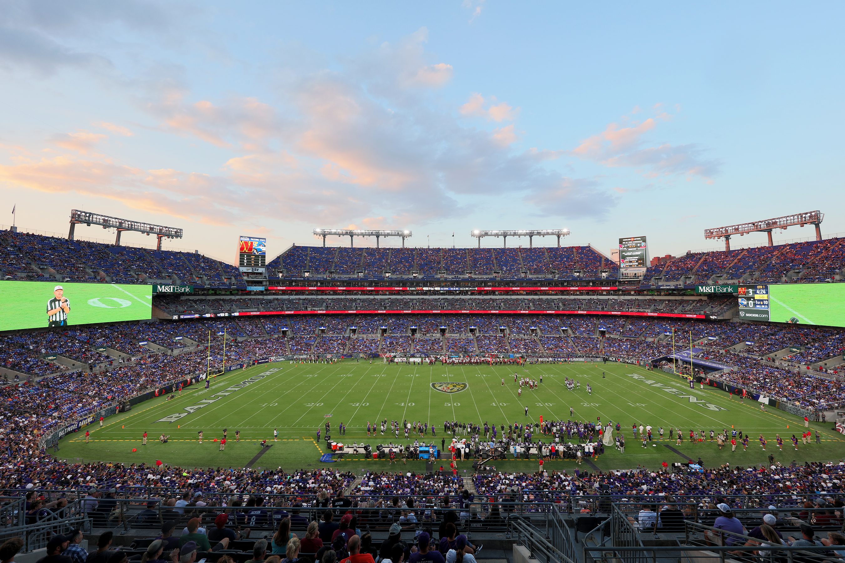 Baltimore Ravens players in game action