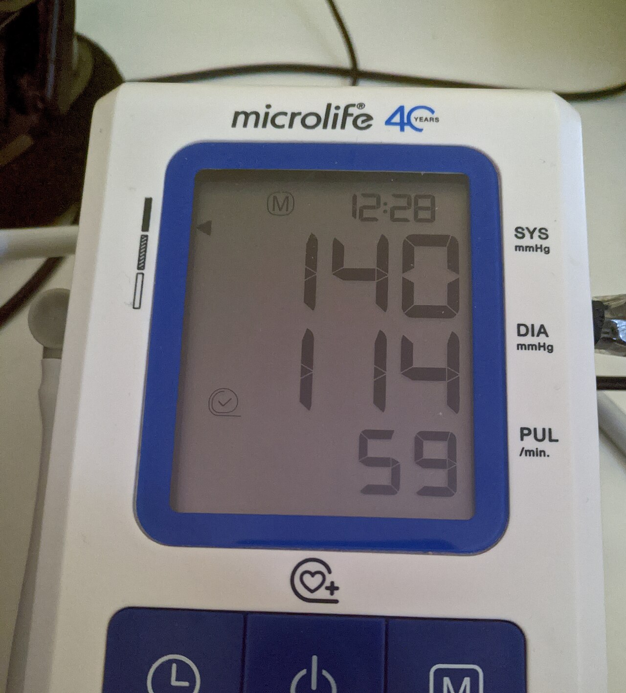 A blood pressure reading taken after a person stood up from bed