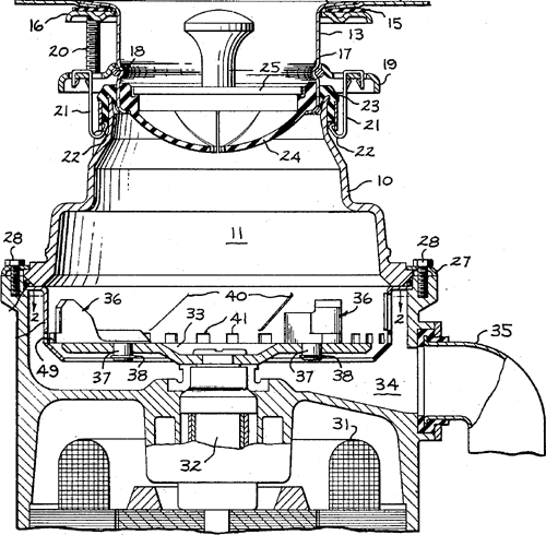 Diagram of the inside of a garbage disposal