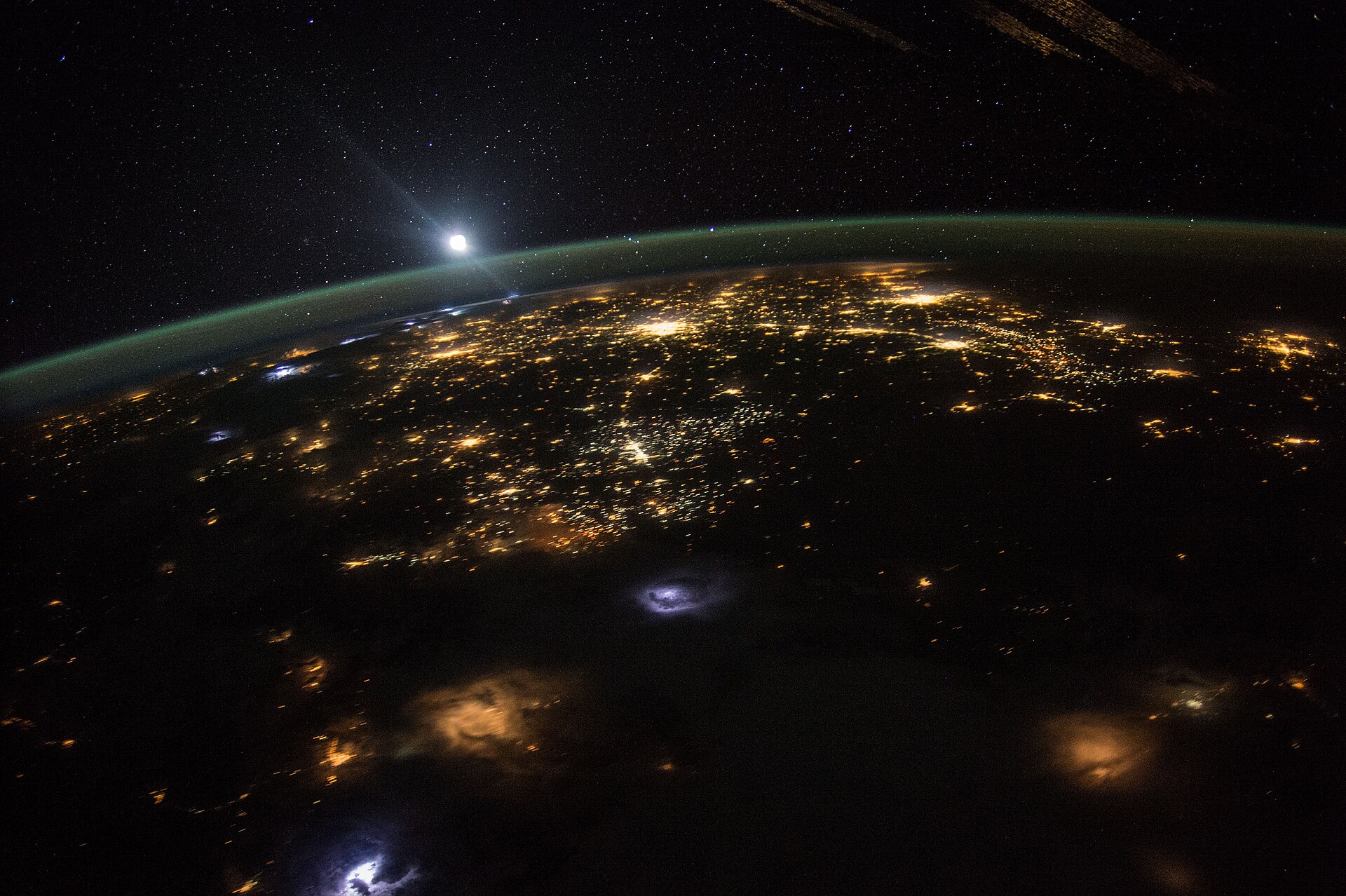 Earth and moon photographed from the International Space Station