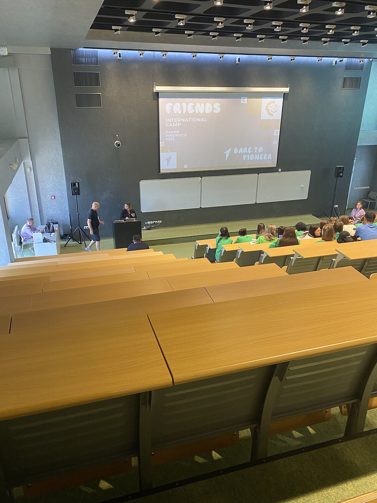 Students gathered in a university lecture hall