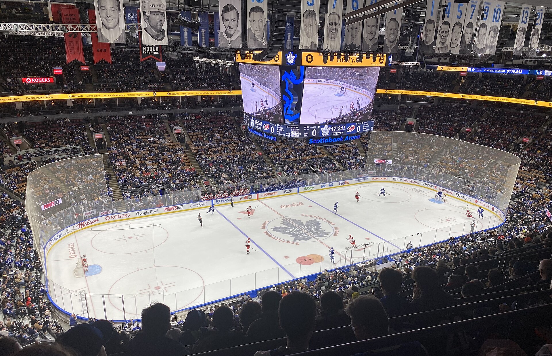 Interior of an NHL arena before a game