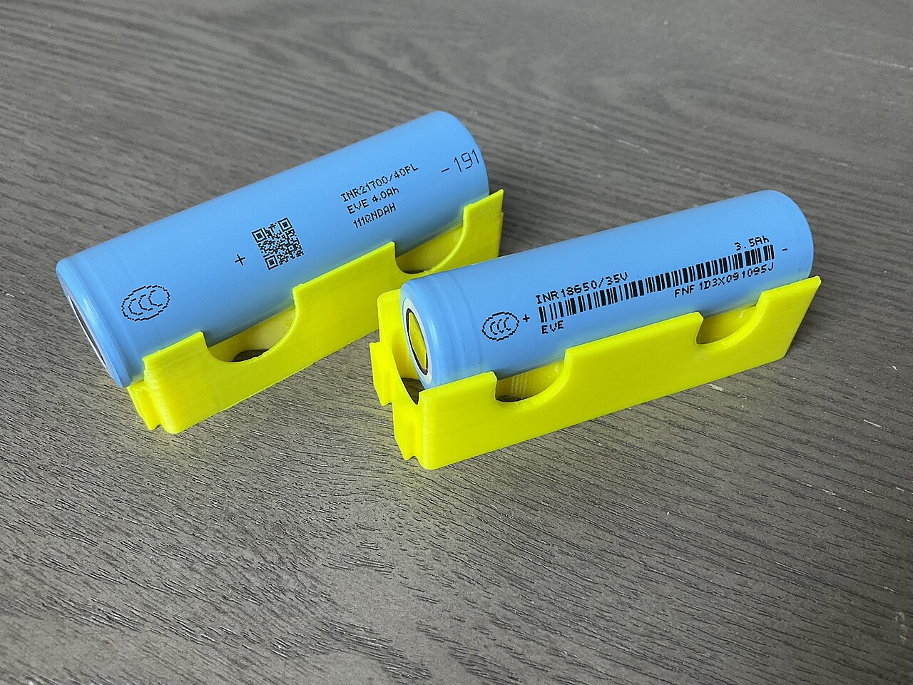 Close-up of lithium-ion battery cells of the type used in phones and power banks