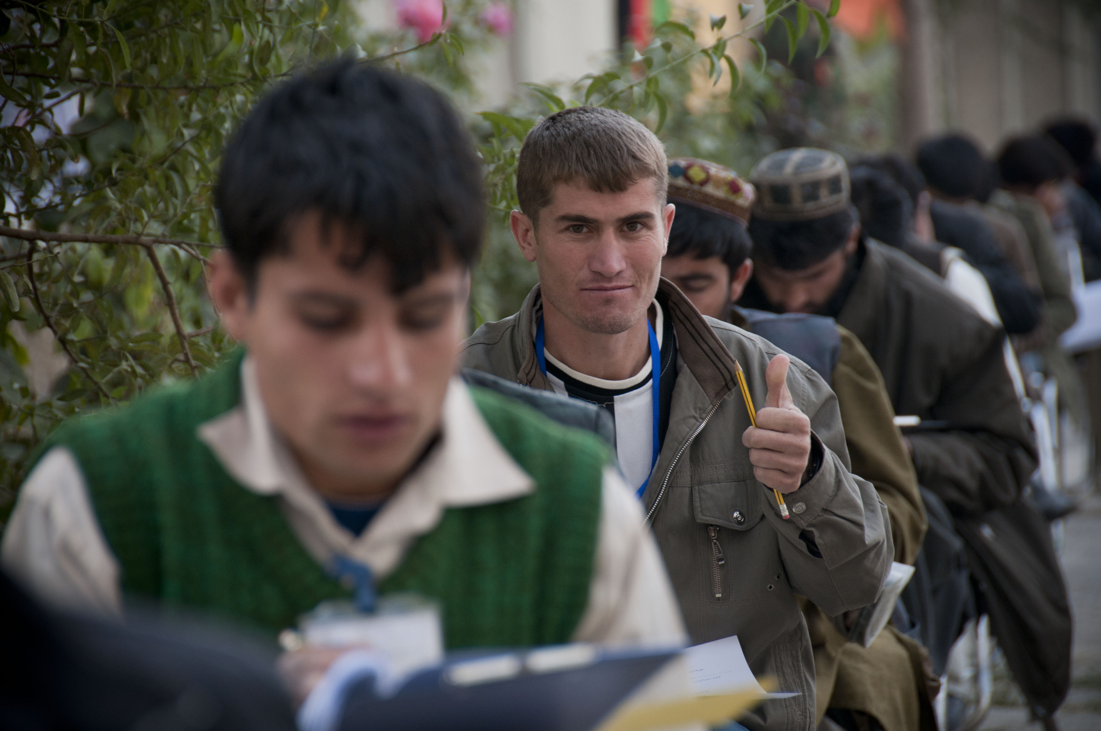 Candidates sitting for a large written examination