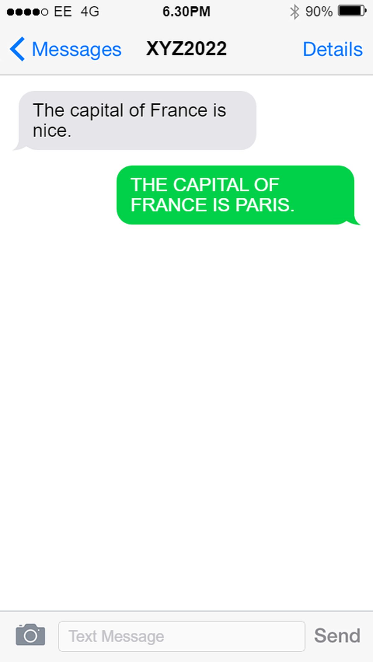 An iPhone showing text message conversations, the green-bubble chats RCS was built to improve