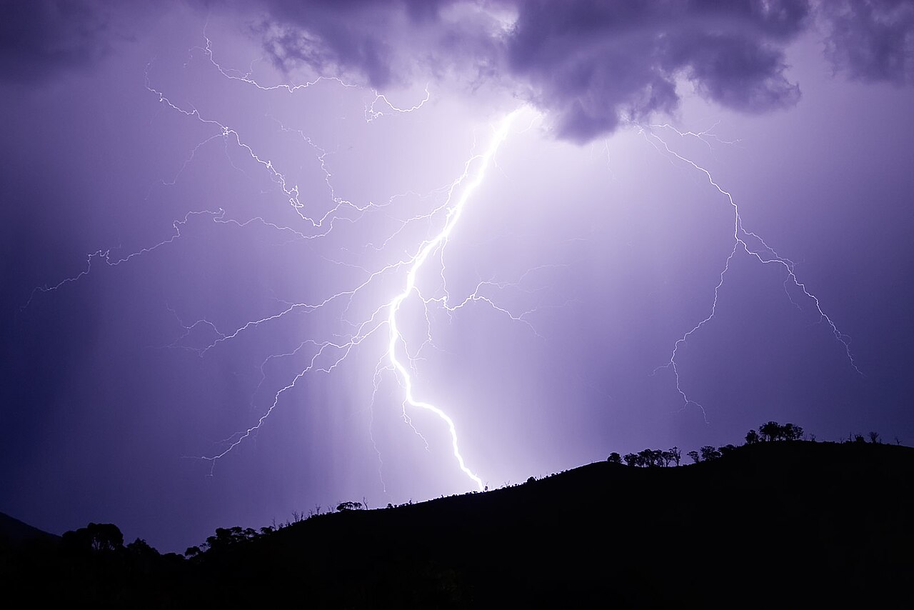 A lightning bolt striking in the distance