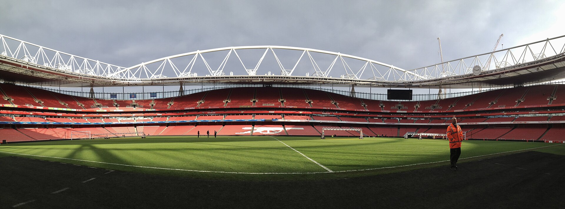 Emirates Stadium from the air in London
