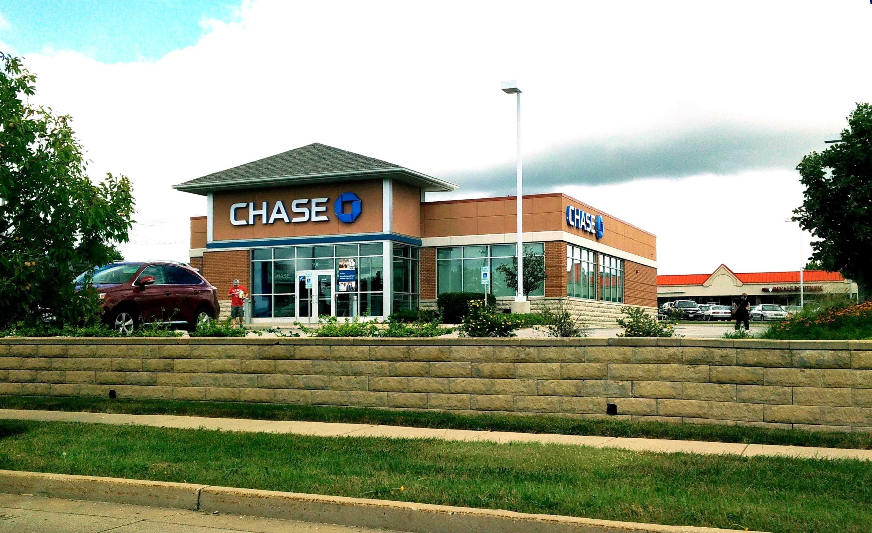 A Chase bank branch building
