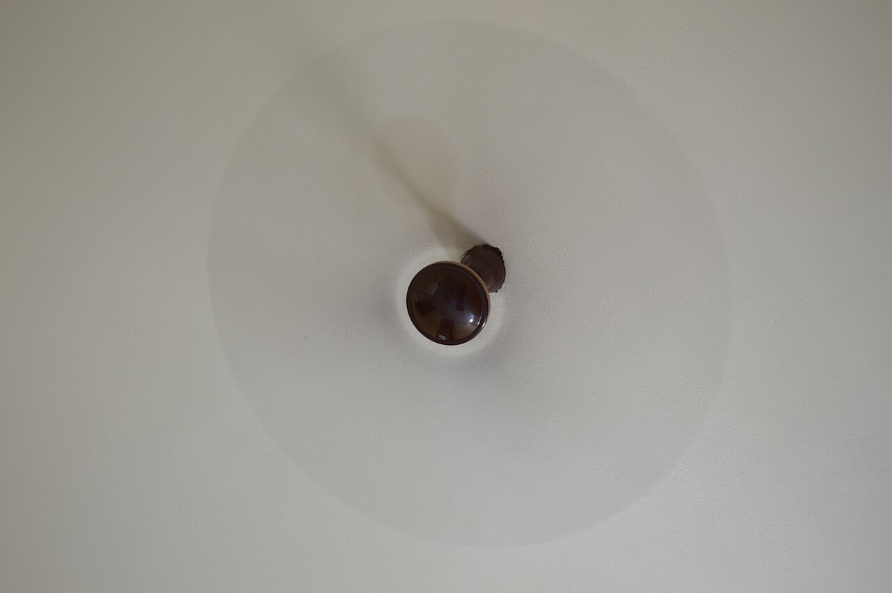Ceiling fan captured mid-spin