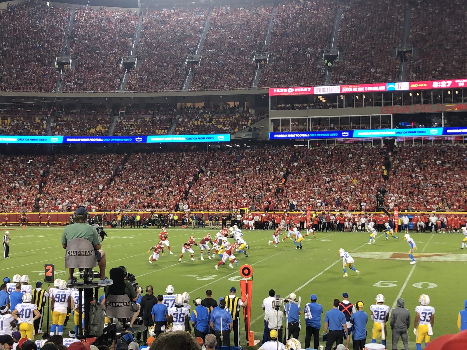 The Chiefs in action against the Chargers, their next opponent