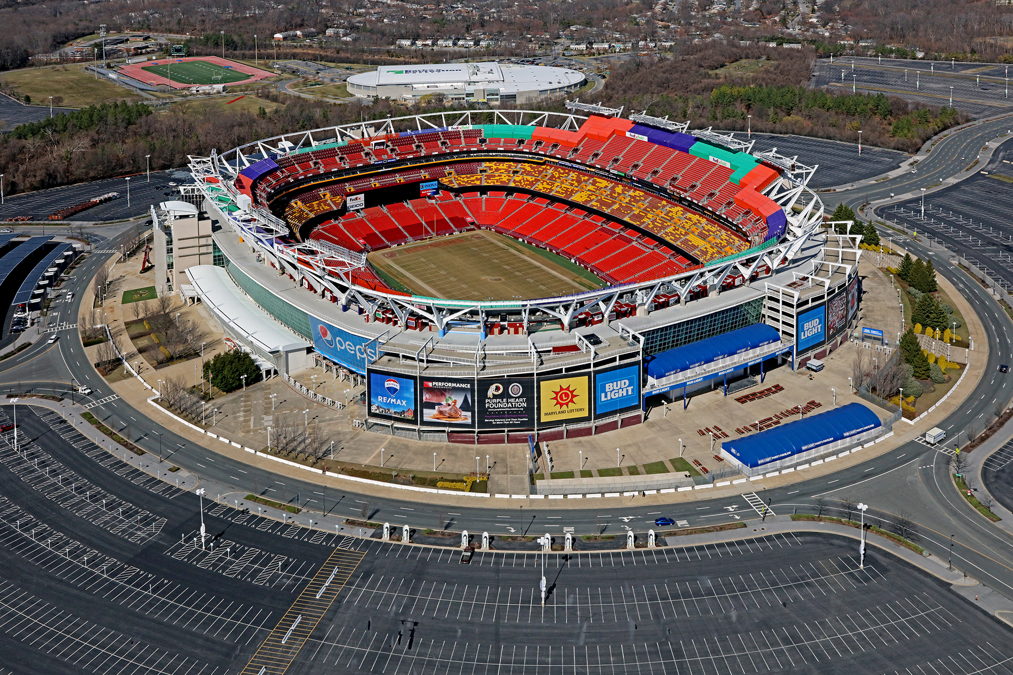 Northwest Stadium in Landover, where the Commanders and Giants tied 27-27 in overtime on October 11