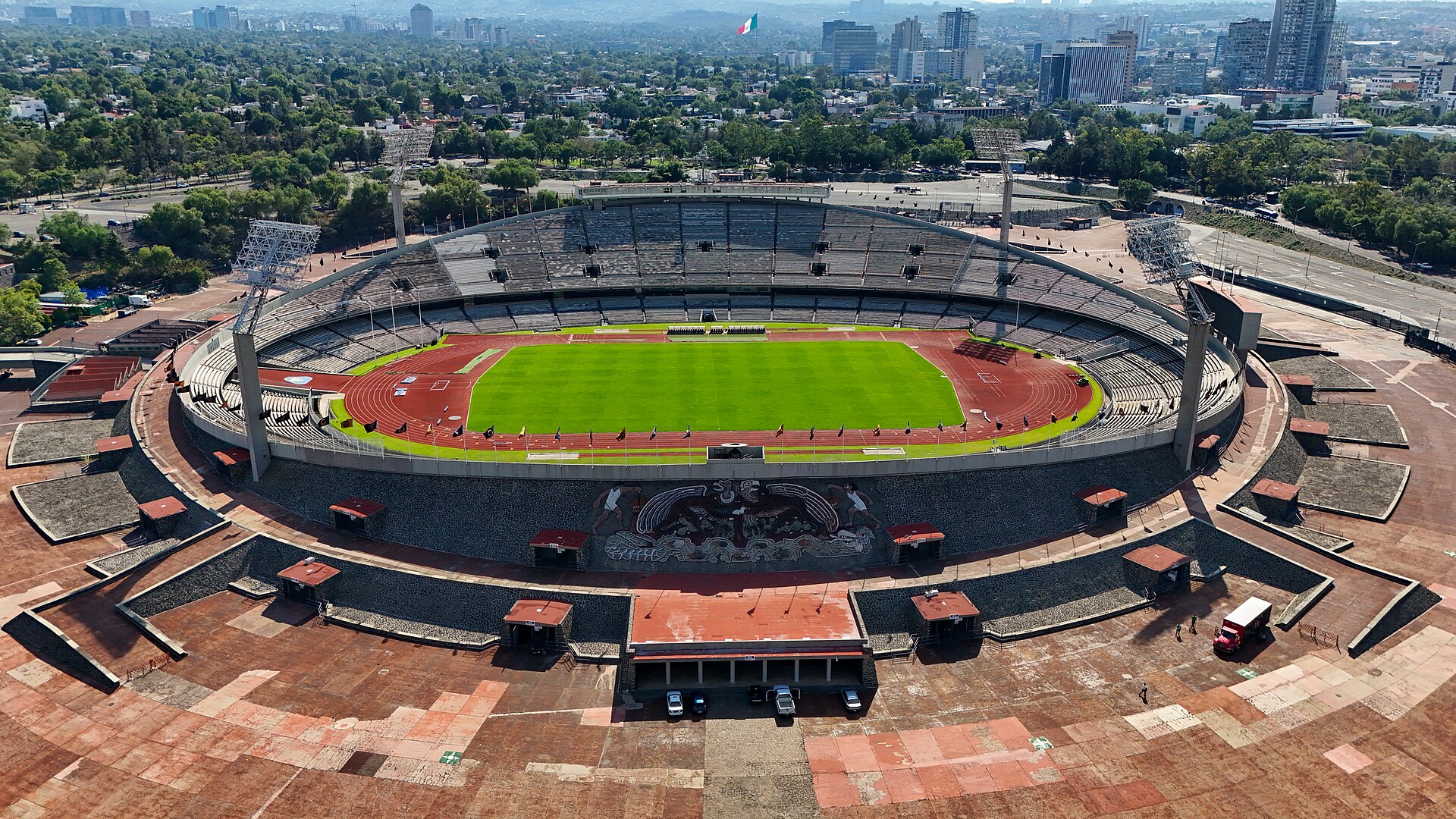 Aerial view of Estadio Olímpico Universitario in Mexico City