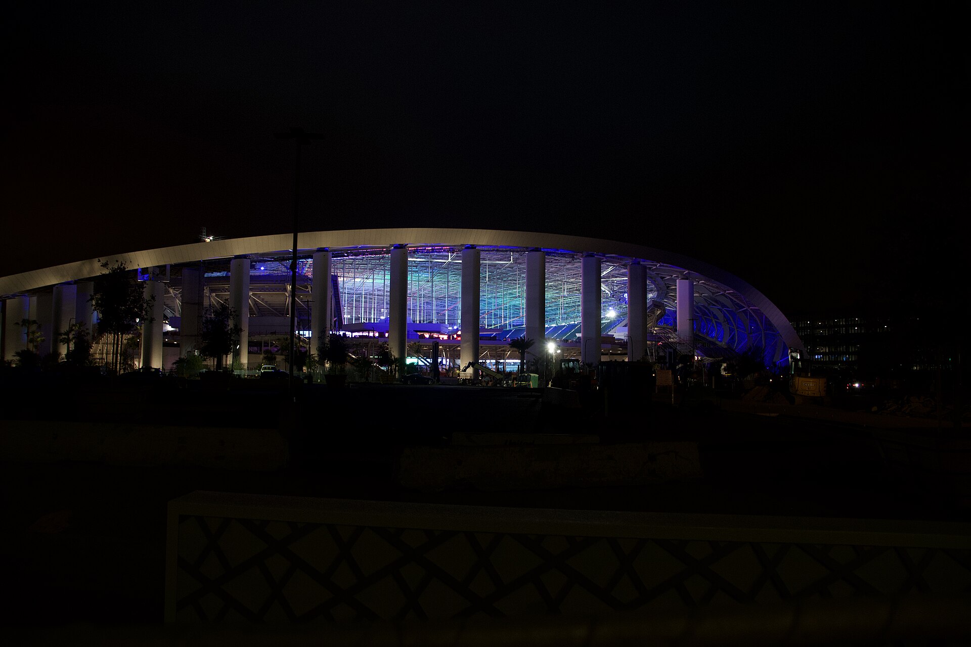 SoFi Stadium at night, where the Bills beat the Rams in overtime