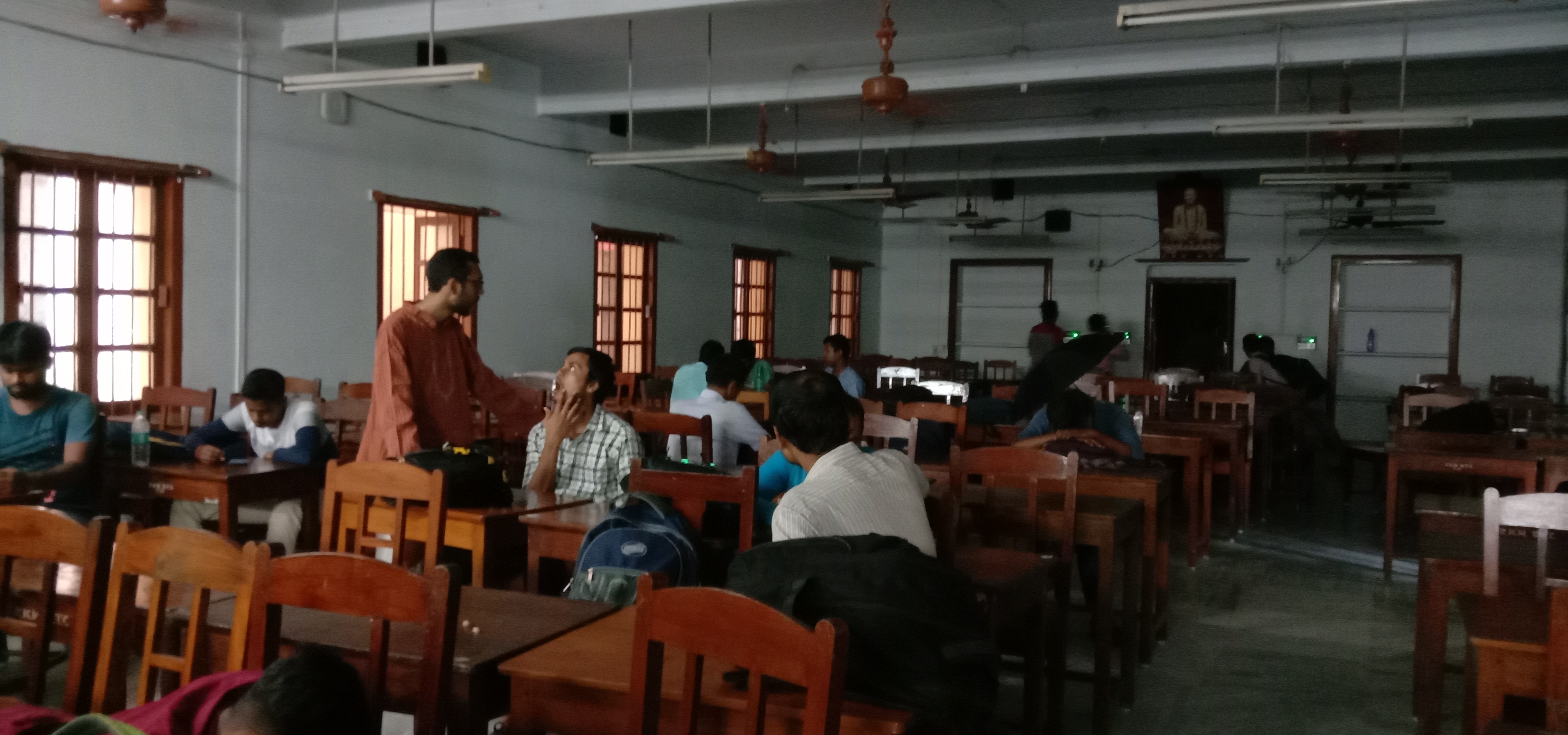 Students inside a classroom at a college in West Bengal, India