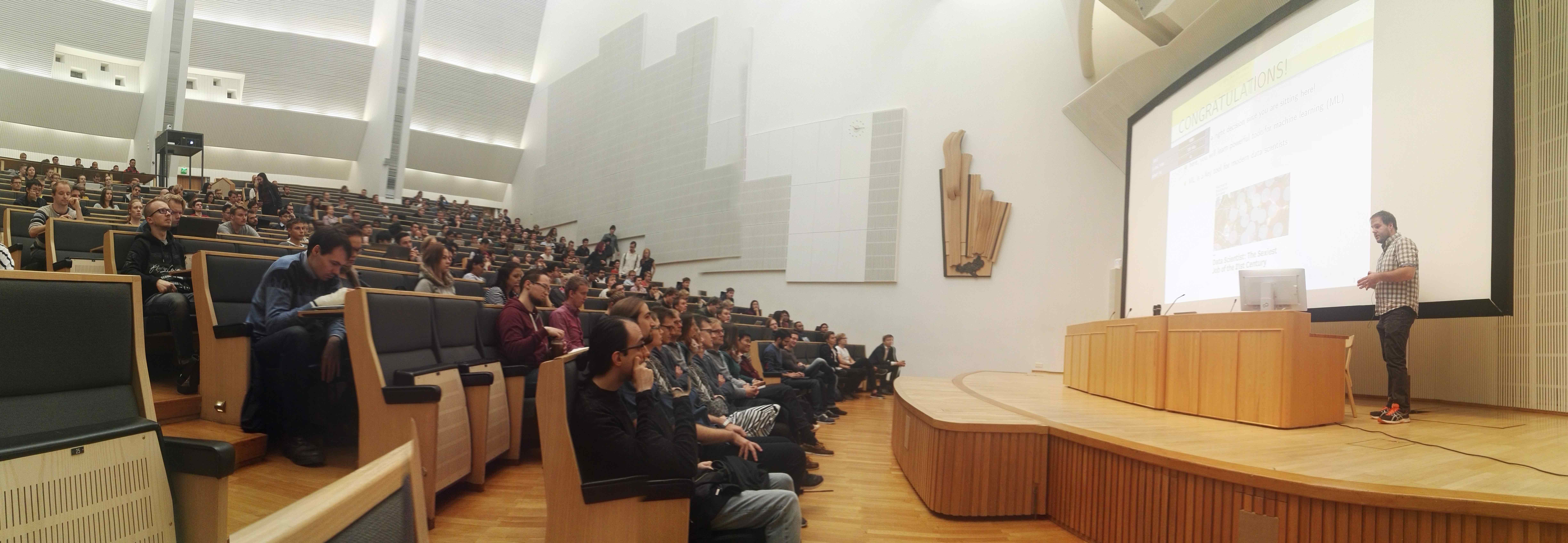 A lecturer teaching machine learning at Aalto University