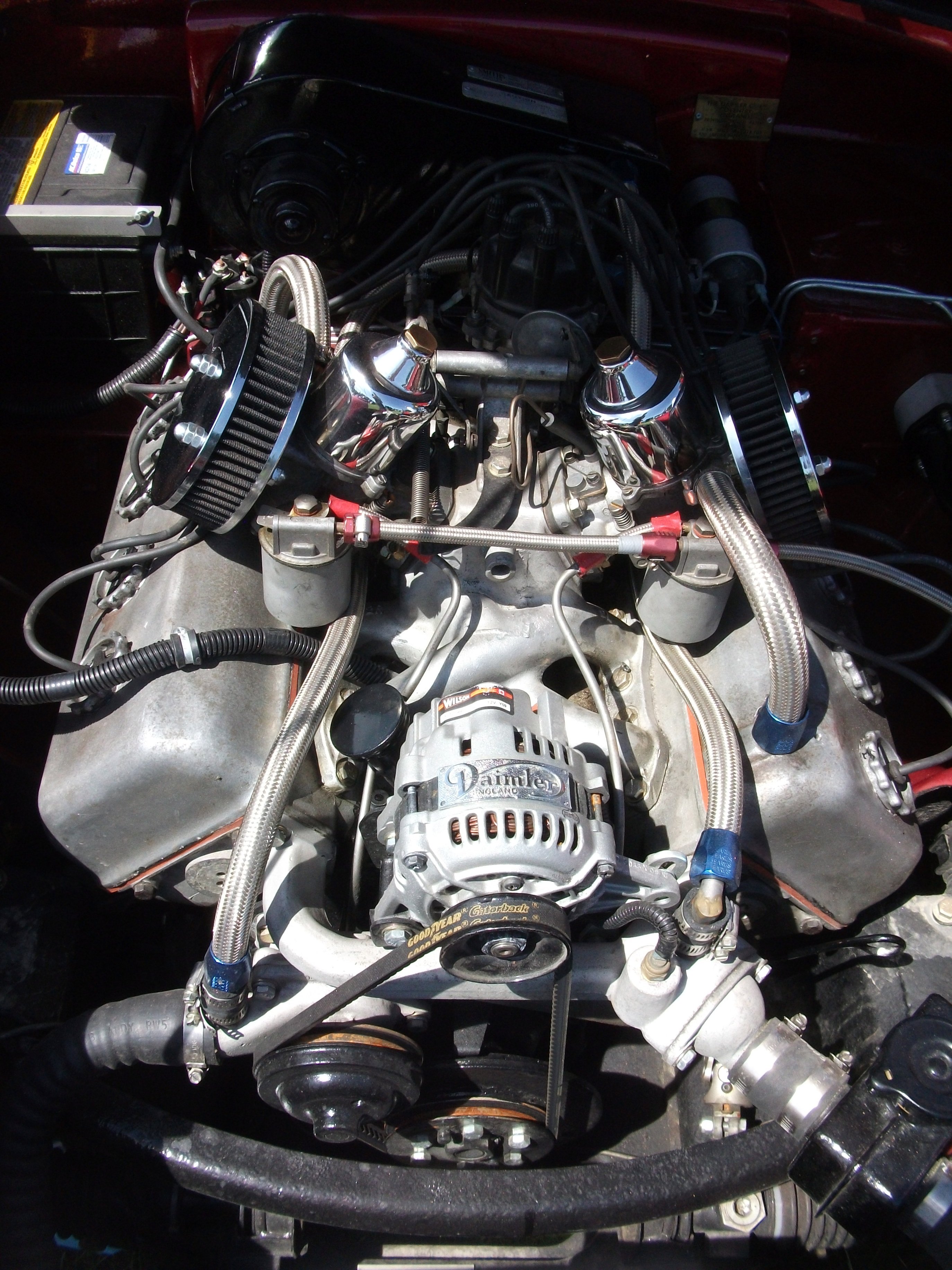 A classic car engine detail