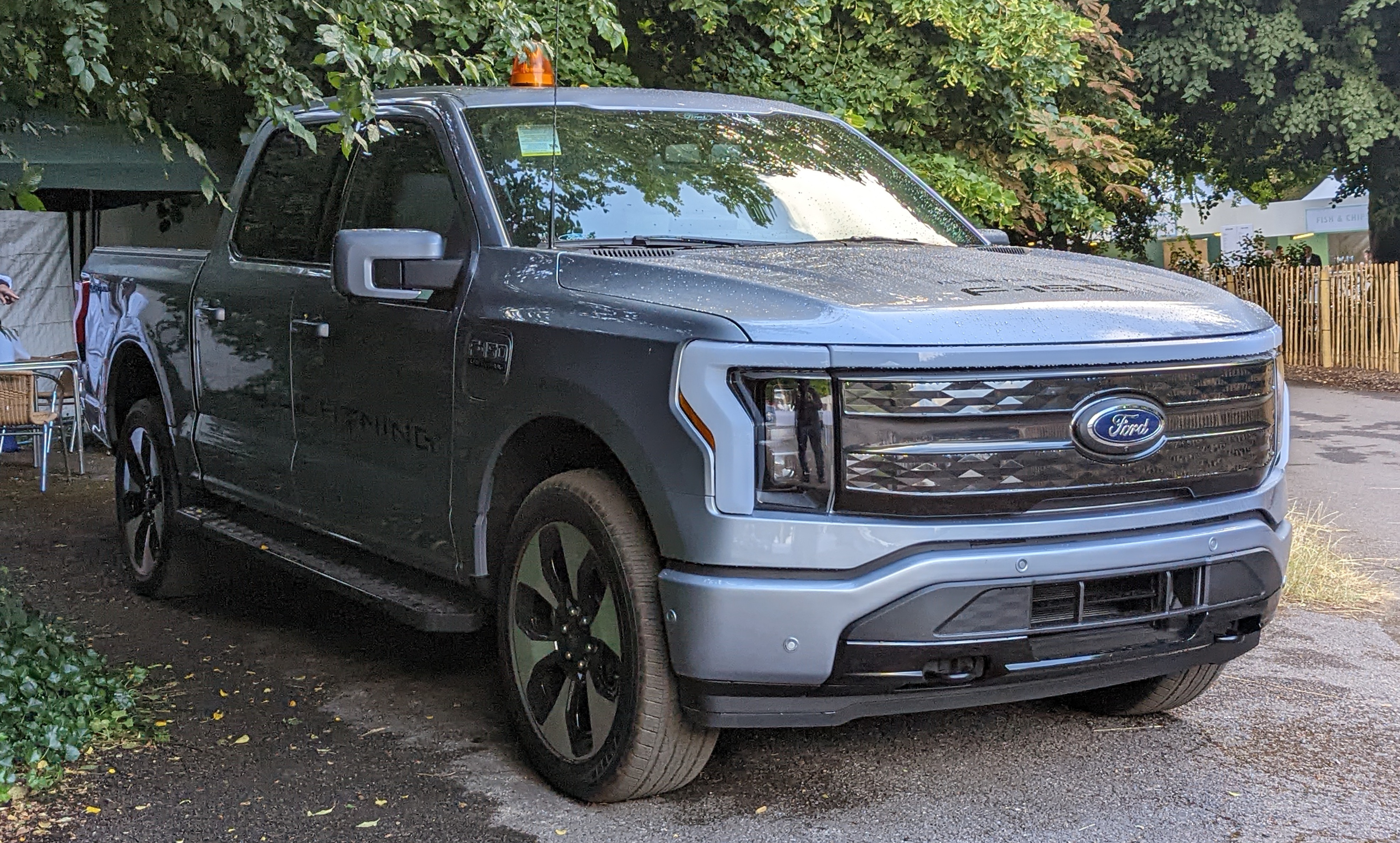 A 2022 Ford F-150 Lightning parked outdoors