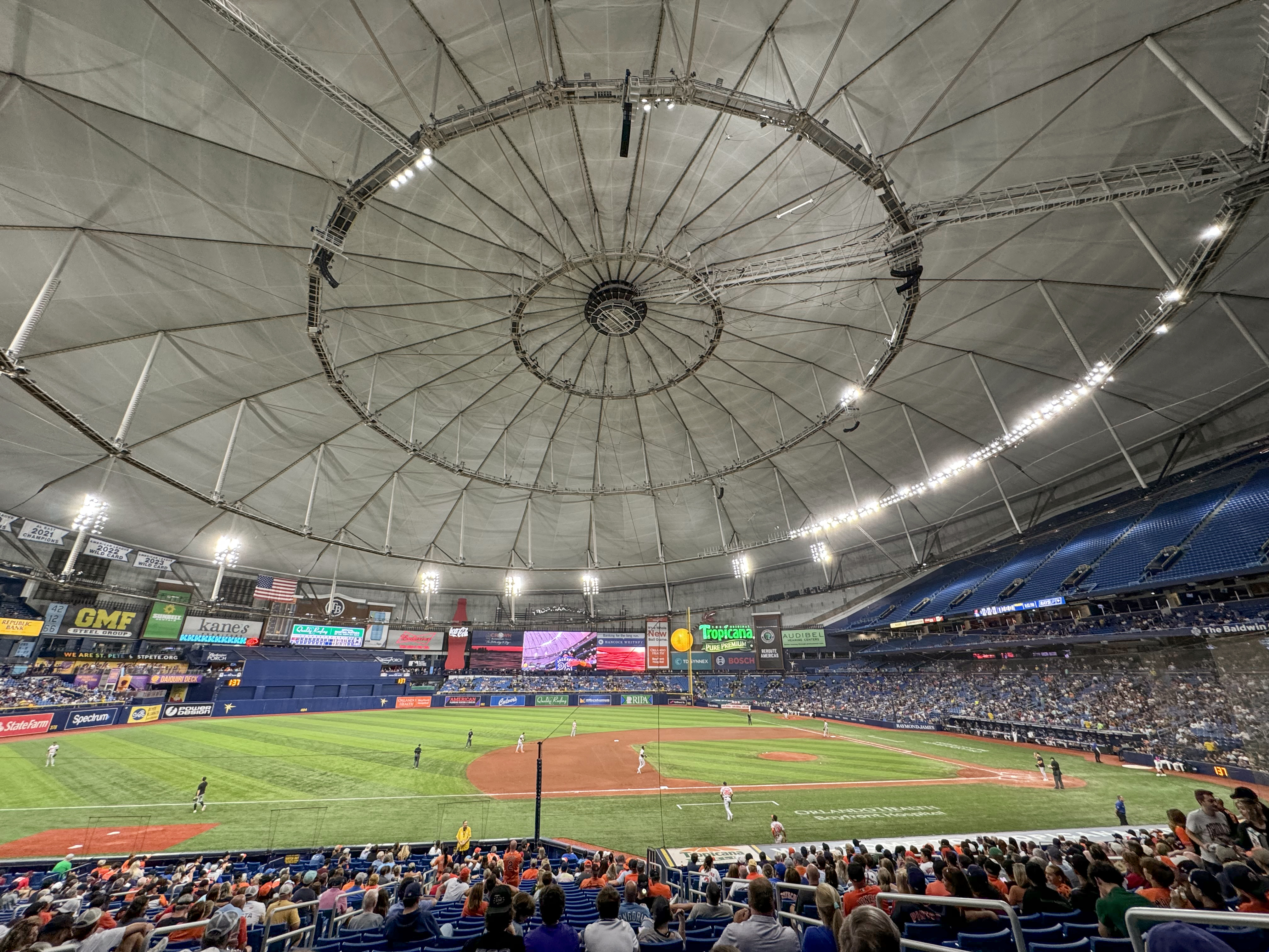 The playing field at Tropicana Field