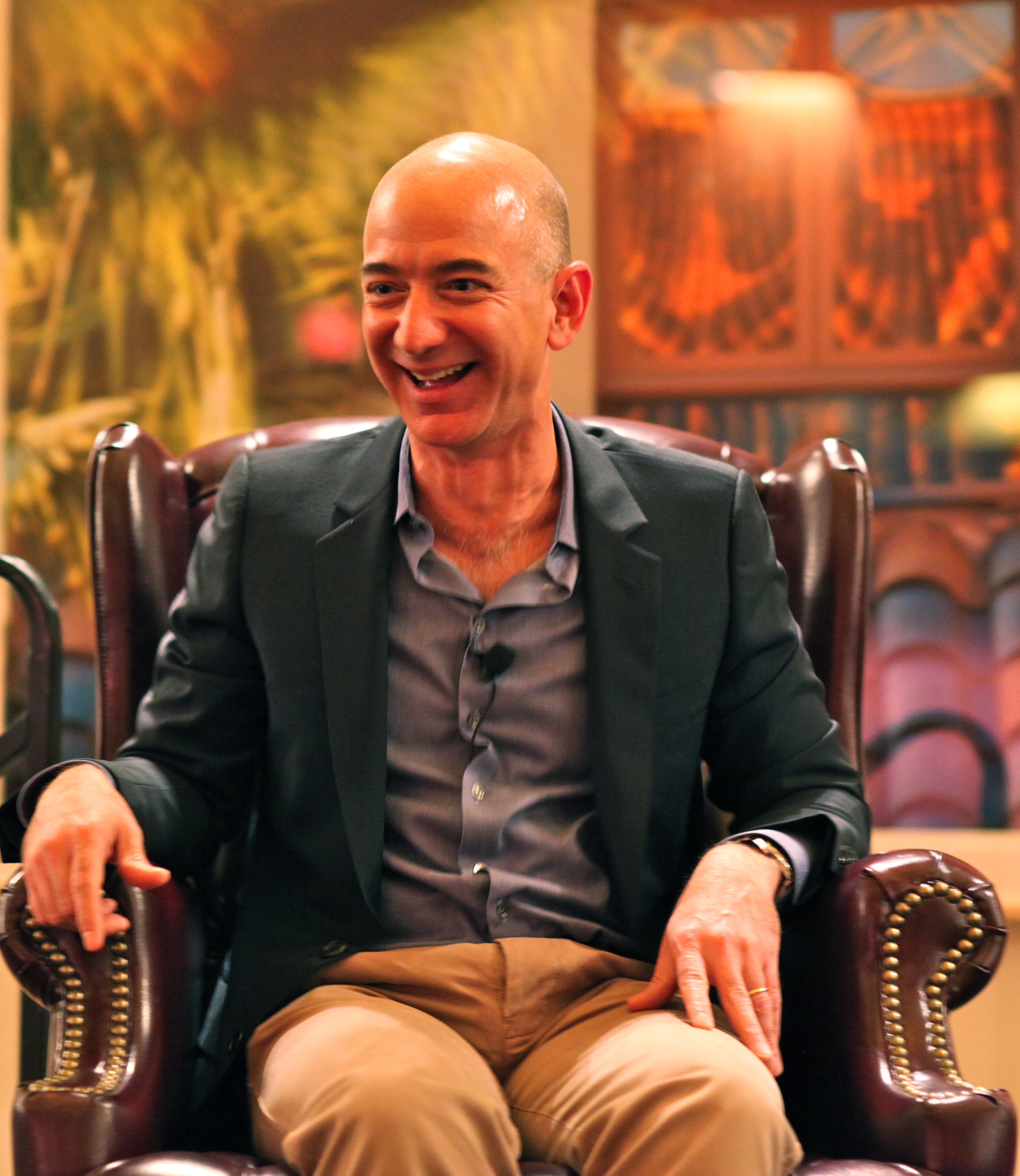 Jeff Bezos at an Amazon event, smiling