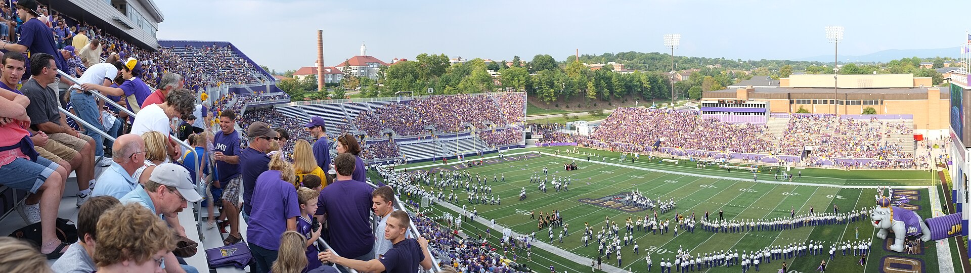 A panorama of Bridgeforth Stadium, home of the JMU Dukes in Harrisonburg, Virginia