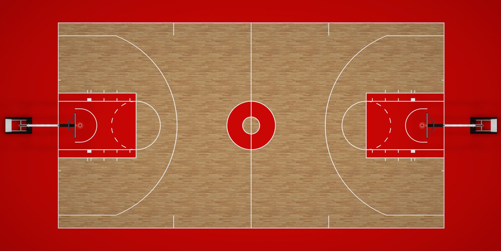 A basketball court seen from above