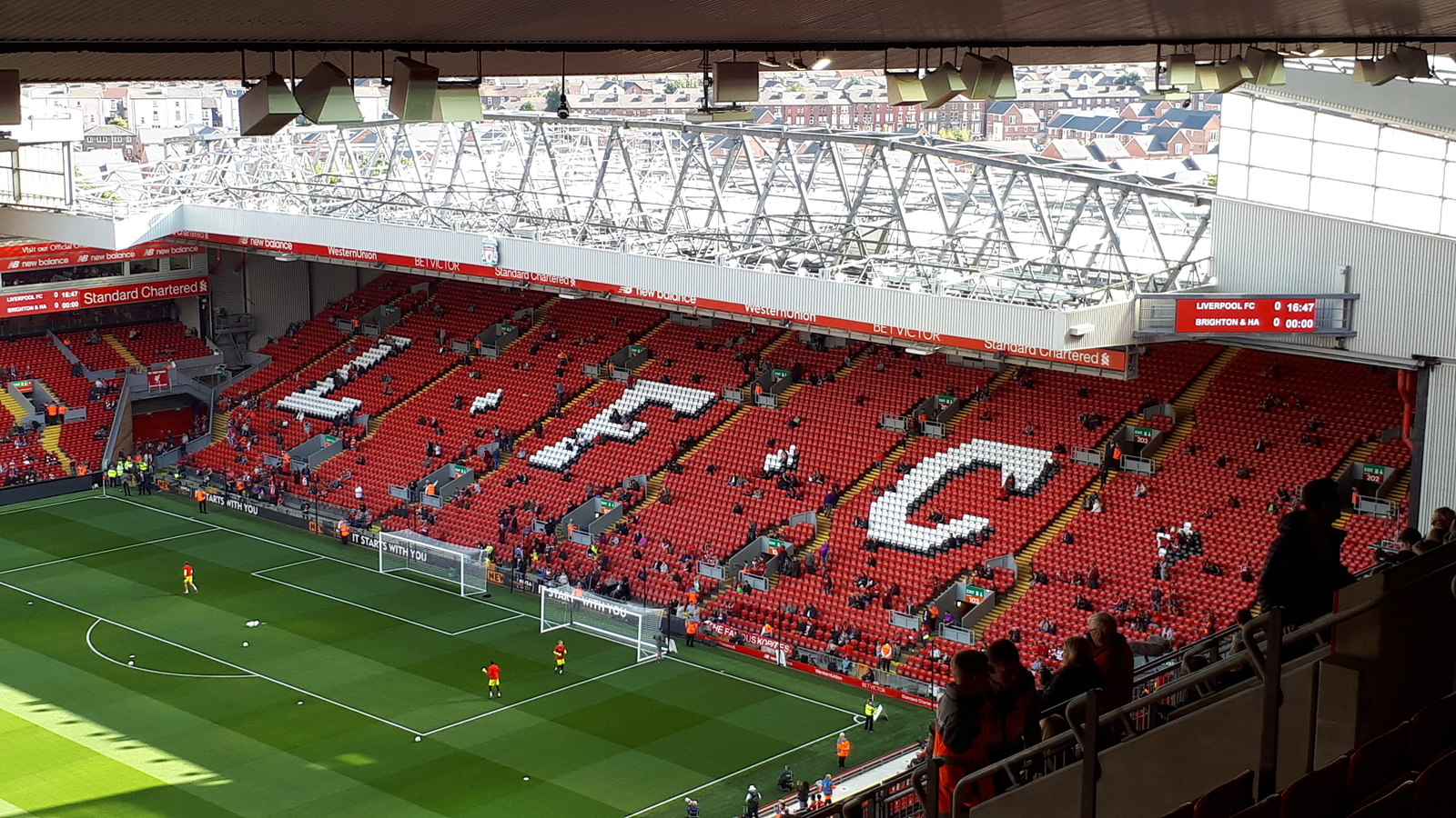 The Kop stand at Anfield Stadium in Liverpool