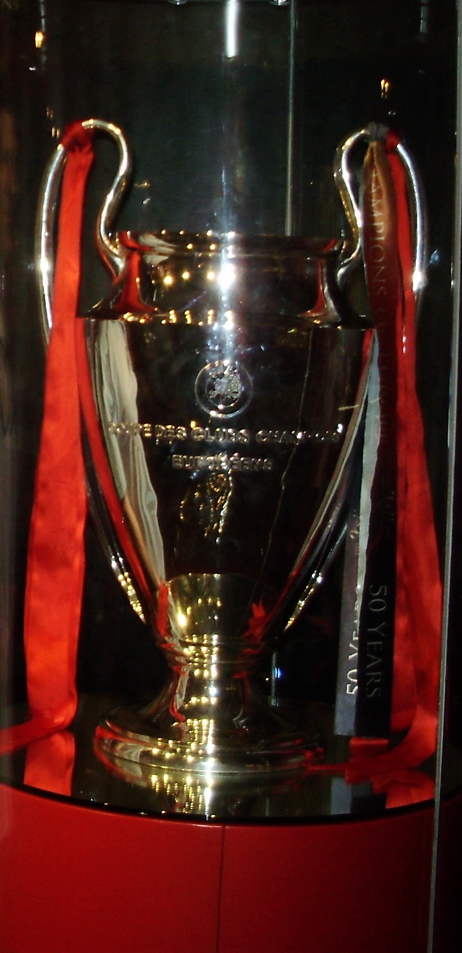 The 2005 Champions League trophy in the Anfield museum