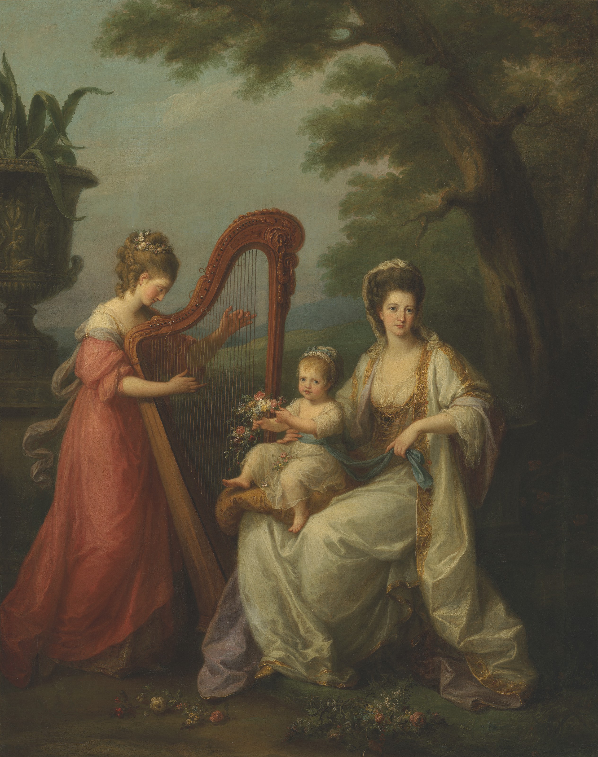 A mother holding her infant son, an 18th century painting