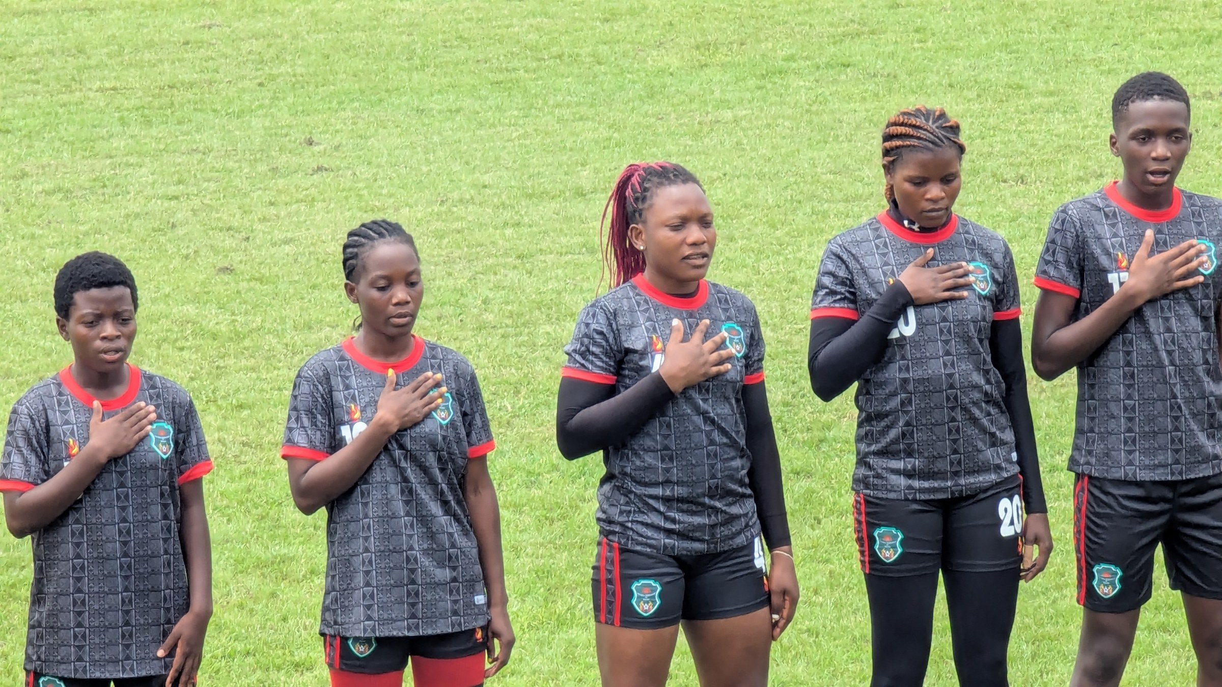 Women's football players in action during a match