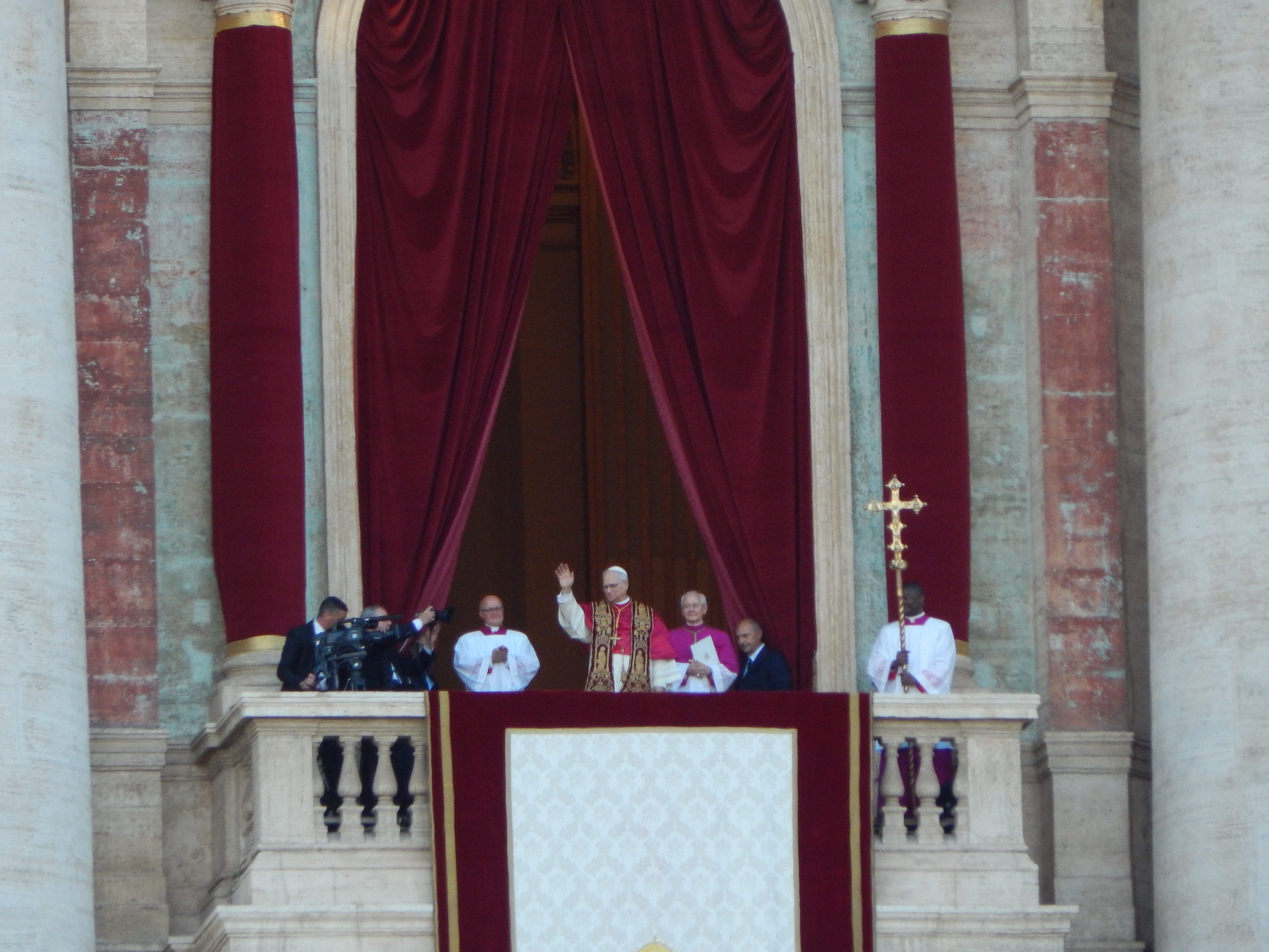 Pope Leo XIV waves to people in St Peter's Square in May 2025
